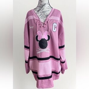 Disney Minnie Mouse Pink Hockey Jersey Embroidered Oversized BoxLunch XL